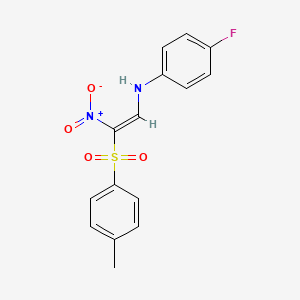 molecular formula C15H13FN2O4S B2512949 4-fluoro-N-[(E)-2-(4-methylphenyl)sulfonyl-2-nitroethenyl]aniline CAS No. 1024790-72-4