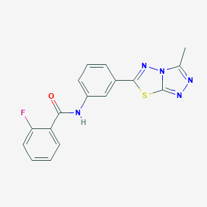 molecular formula C17H12FN5OS B251295 2-fluoro-N-[3-(3-methyl[1,2,4]triazolo[3,4-b][1,3,4]thiadiazol-6-yl)phenyl]benzamide 