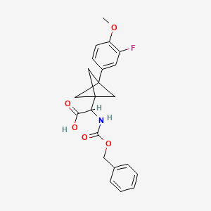 molecular formula C22H22FNO5 B2512964 2-[3-(3-Fluoro-4-methoxyphenyl)-1-bicyclo[1.1.1]pentanyl]-2-(phenylmethoxycarbonylamino)acetic acid CAS No. 2287268-12-4