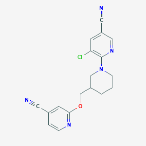 5-Chloro-6-[3-[(4-cyanopyridin-2-yl)oxymethyl]piperidin-1-yl]pyridine-3-carbonitrile