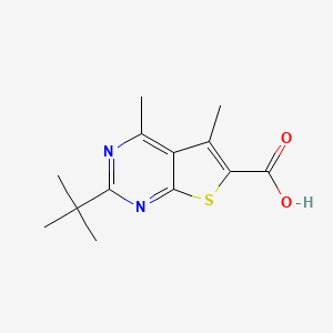 molecular formula C13H16N2O2S B2512974 2-Tert-butyl-4,5-dimethylthieno[2,3-d]pyrimidine-6-carboxylic acid CAS No. 929975-00-8