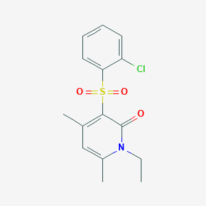 molecular formula C15H16ClNO3S B2512981 3-[(2-chlorophenyl)sulfonyl]-1-ethyl-4,6-dimethyl-2(1H)-pyridinone CAS No. 866051-50-5