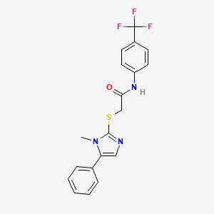 molecular formula C19H16F3N3OS B2512984 2-((1-甲基-5-苯基-1H-咪唑-2-基)硫代)-N-(4-(三氟甲基)苯基)乙酰胺 CAS No. 932320-91-7