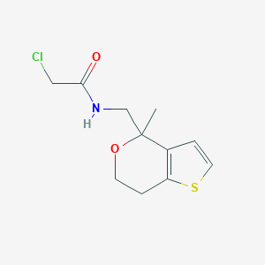 molecular formula C11H14ClNO2S B2512985 2-Chloro-N-[(4-methyl-6,7-dihydrothieno[3,2-c]pyran-4-yl)methyl]acetamide CAS No. 2411311-23-2
