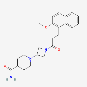 molecular formula C23H29N3O3 B2512986 1-(1-(3-(2-Methoxynaphthalen-1-yl)propanoyl)azetidin-3-yl)piperidine-4-carboxamide CAS No. 2034309-96-9