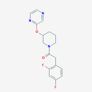 molecular formula C17H17F2N3O2 B2512995 2-(2,4-二氟苯基)-1-(3-(吡嗪-2-氧基)哌啶-1-基)乙酮 CAS No. 2034502-20-8