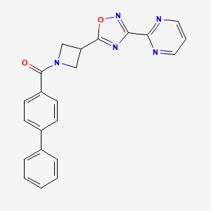 molecular formula C22H17N5O2 B2513002 [1,1'-Biphenyl]-4-yl(3-(3-(pyrimidin-2-yl)-1,2,4-oxadiazol-5-yl)azetidin-1-yl)methanone CAS No. 1325701-60-7