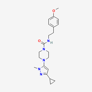 molecular formula C21H29N5O2 B2513006 4-(3-cyclopropyl-1-methyl-1H-pyrazol-5-yl)-N-(4-methoxyphenethyl)piperazine-1-carboxamide CAS No. 2034619-64-0