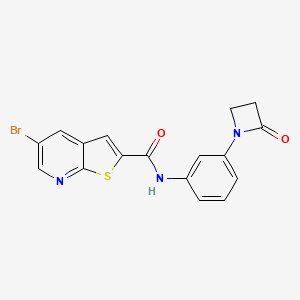 molecular formula C17H12BrN3O2S B2513007 5-Bromo-N-[3-(2-oxoazetidin-1-yl)phenyl]thieno[2,3-b]pyridine-2-carboxamide CAS No. 2418717-36-7