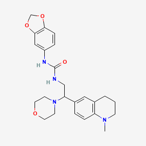 molecular formula C24H30N4O4 B2513012 1-(Benzo[d][1,3]dioxol-5-yl)-3-(2-(1-methyl-1,2,3,4-tetrahydroquinolin-6-yl)-2-morpholinoethyl)urea CAS No. 1170224-61-9