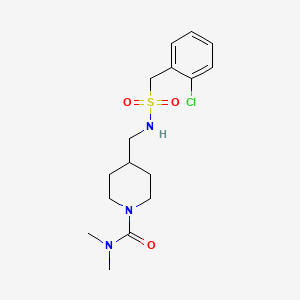 molecular formula C16H24ClN3O3S B2513014 4-(((2-chlorophenyl)methylsulfonamido)methyl)-N,N-dimethylpiperidine-1-carboxamide CAS No. 2034283-62-8