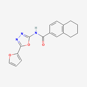 molecular formula C17H15N3O3 B2513018 N-(5-(furan-2-yl)-1,3,4-oxadiazol-2-yl)-5,6,7,8-tetrahydronaphthalene-2-carboxamide CAS No. 851095-42-6