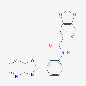 molecular formula C21H15N3O4 B251302 N-(2-methyl-5-[1,3]oxazolo[4,5-b]pyridin-2-ylphenyl)-1,3-benzodioxole-5-carboxamide 