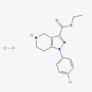 Ethyl 1-(4-chlorophenyl)-4,5,6,7-tetrahydropyrazolo[4,3-c]pyridine-3-carboxylate;hydrochloride