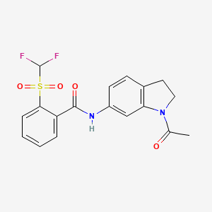molecular formula C18H16F2N2O4S B2513024 N-(1-acetylindolin-6-yl)-2-((difluoromethyl)sulfonyl)benzamide CAS No. 2034408-65-4