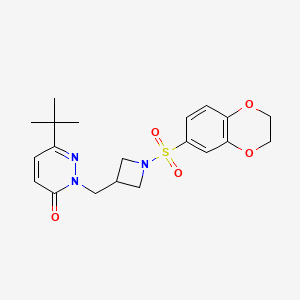 molecular formula C20H25N3O5S B2513025 6-叔丁基-2-{[1-(2,3-二氢-1,4-苯并二氧杂环-6-磺酰)氮杂环丁烷-3-基]甲基}-2,3-二氢哒嗪-3-酮 CAS No. 2201015-65-6