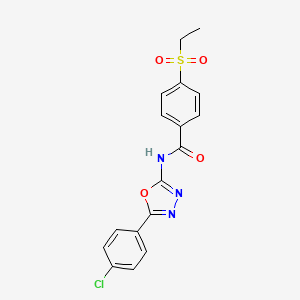 molecular formula C17H14ClN3O4S B2513037 N-[5-(4-chlorophenyl)-1,3,4-oxadiazol-2-yl]-4-ethylsulfonylbenzamide CAS No. 886939-50-0