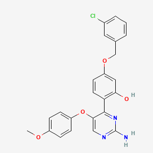 2-(2-Amino-5-(4-methoxyphenoxy)pyrimidin-4-yl)-5-((3-chlorobenzyl)oxy)phenol