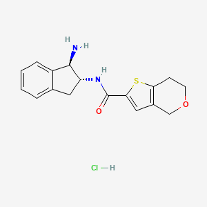 N-[(1R,2R)-1-Amino-2,3-dihydro-1H-inden-2-yl]-6,7-dihydro-4H-thieno[3,2-c]pyran-2-carboxamide;hydrochloride