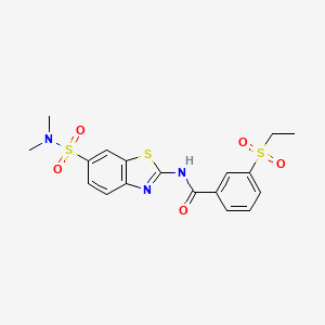 molecular formula C18H19N3O5S3 B2513050 N-(6-(N,N-二甲基磺酰胺基)苯并[d]噻唑-2-基)-3-(乙基磺酰基)苯甲酰胺 CAS No. 923244-80-8