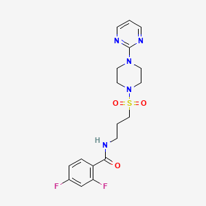 molecular formula C18H21F2N5O3S B2513057 2,4-二氟-N-(3-((4-(嘧啶-2-基)哌嗪-1-基)磺酰基)丙基)苯甲酰胺 CAS No. 1021248-51-0