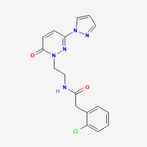 molecular formula C17H16ClN5O2 B2513064 2-(2-氯苯基)-N-(2-(6-氧代-3-(1H-吡唑-1-基)嘧啶-1(6H)-基)乙基)乙酰胺 CAS No. 1351607-55-0
