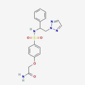 molecular formula C18H19N5O4S B2513070 2-(4-(N-(1-phenyl-2-(2H-1,2,3-triazol-2-yl)ethyl)sulfamoyl)phenoxy)acetamide CAS No. 2034406-86-3