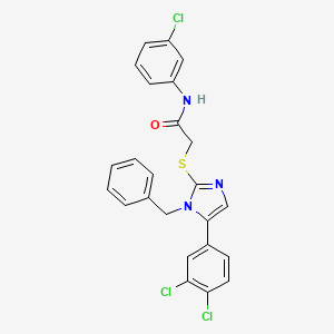 molecular formula C24H18Cl3N3OS B2513073 2-((1-苄基-5-(3,4-二氯苯基)-1H-咪唑-2-基)硫代)-N-(3-氯苯基)乙酰胺 CAS No. 1206997-94-5