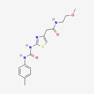molecular formula C16H20N4O3S B2513077 N-(2-methoxyethyl)-2-(2-(3-(p-tolyl)ureido)thiazol-4-yl)acetamide CAS No. 923195-76-0