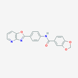 molecular formula C20H13N3O4 B251308 N-(4-[1,3]oxazolo[4,5-b]pyridin-2-ylphenyl)-1,3-benzodioxole-5-carboxamide 