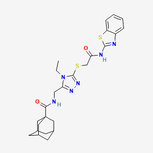 molecular formula C25H30N6O2S2 B2513083 N-[[5-[2-(1,3-benzothiazol-2-ylamino)-2-oxoethyl]sulfanyl-4-ethyl-1,2,4-triazol-3-yl]methyl]adamantane-1-carboxamide CAS No. 476438-65-0