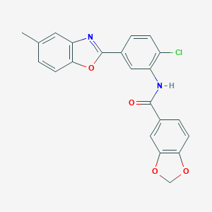 molecular formula C22H15ClN2O4 B251309 N-[2-chloro-5-(5-methyl-1,3-benzoxazol-2-yl)phenyl]-1,3-benzodioxole-5-carboxamide 