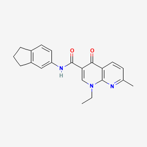 molecular formula C21H21N3O2 B2513092 N-(2,3-dihydro-1H-inden-5-yl)-1-ethyl-7-methyl-4-oxo-1,4-dihydro-1,8-naphthyridine-3-carboxamide CAS No. 741734-16-7