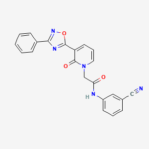 molecular formula C22H15N5O3 B2513094 N-(3-cyanophenyl)-2-[2-oxo-3-(3-phenyl-1,2,4-oxadiazol-5-yl)pyridin-1(2H)-yl]acetamide CAS No. 1105214-71-8