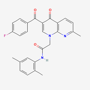 molecular formula C26H22FN3O3 B2513095 N-(2,5-二甲苯基)-2-(3-(4-氟苯甲酰基)-7-甲基-4-氧代-1,8-萘啶-1(4H)-基)乙酰胺 CAS No. 894915-10-7