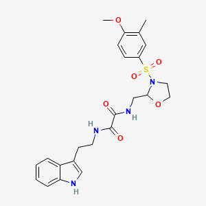 molecular formula C24H28N4O6S B2513117 N-[2-(1H-吲哚-3-基)乙基]-N''-[[3-(4-甲氧基-3-甲基苯基)磺酰基-2-恶唑烷基]甲基]草酰胺 CAS No. 874804-53-2