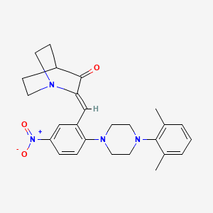 molecular formula C26H30N4O3 B2513118 (2Z)-2-({2-[4-(2,6-dimethylphenyl)piperazin-1-yl]-5-nitrophenyl}methylidene)-1-azabicyclo[2.2.2]octan-3-one CAS No. 866149-56-6