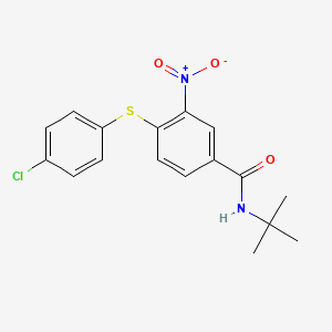 molecular formula C17H17ClN2O3S B2513120 N-(tert-butyl)-4-[(4-chlorophenyl)sulfanyl]-3-nitrobenzenecarboxamide CAS No. 303987-86-2