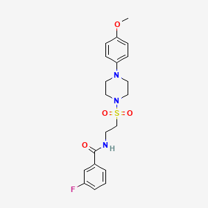 molecular formula C20H24FN3O4S B2513128 3-氟-N-[2-[4-(4-甲氧基苯基)哌嗪-1-基]磺酰乙基]苯甲酰胺 CAS No. 897610-56-9