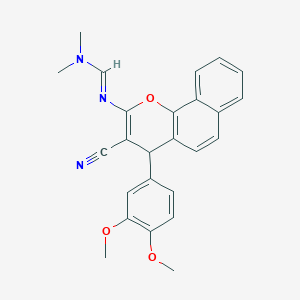 (E)-N'-[3-cyano-4-(3,4-dimethoxyphenyl)-4H-benzo[h]chromen-2-yl]-N,N-dimethylmethanimidamide