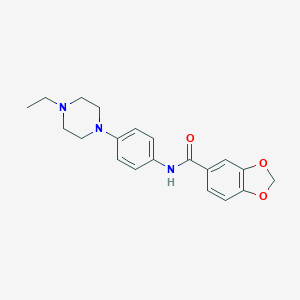 molecular formula C20H23N3O3 B251314 N-[4-(4-ethylpiperazin-1-yl)phenyl]-1,3-benzodioxole-5-carboxamide 