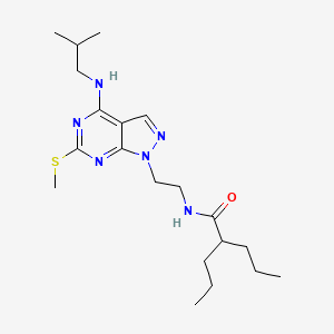 molecular formula C20H34N6OS B2513140 N-(2-(4-(isobutylamino)-6-(methylthio)-1H-pyrazolo[3,4-d]pyrimidin-1-yl)ethyl)-2-propylpentanamide CAS No. 941941-72-6