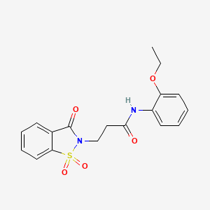 molecular formula C18H18N2O5S B2513152 3-(1,1-dioxido-3-oxobenzo[d]isothiazol-2(3H)-yl)-N-(2-ethoxyphenyl)propanamide CAS No. 899996-09-9