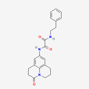 molecular formula C22H23N3O3 B2513154 N1-(3-oxo-1,2,3,5,6,7-hexahydropyrido[3,2,1-ij]quinolin-9-yl)-N2-phenethyloxalamide CAS No. 898427-83-3