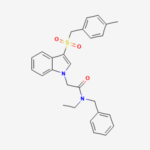 molecular formula C27H28N2O3S B2513155 N-benzyl-N-ethyl-2-(3-((4-methylbenzyl)sulfonyl)-1H-indol-1-yl)acetamide CAS No. 878063-51-5