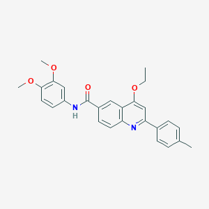 molecular formula C27H26N2O4 B2513157 N-(3,4-二甲氧基苯基)-4-乙氧基-2-(4-甲基苯基)喹啉-6-羧酰胺 CAS No. 1114834-08-0