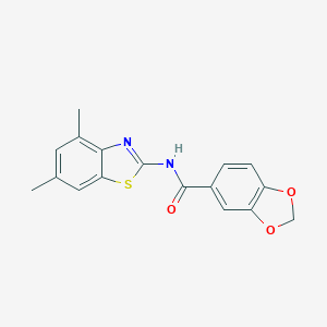 molecular formula C17H14N2O3S B251316 N-(4,6-dimethyl-1,3-benzothiazol-2-yl)-1,3-benzodioxole-5-carboxamide 