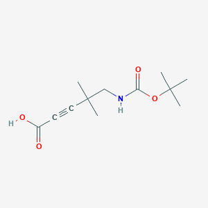 molecular formula C12H19NO4 B2513160 4,4-Dimethyl-5-[(2-methylpropan-2-yl)oxycarbonylamino]pent-2-ynoic acid CAS No. 2416235-04-4