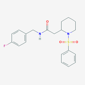 molecular formula C20H23FN2O3S B2513163 N-(4-氟苄基)-2-(1-(苯磺酰基)哌啶-2-基)乙酰胺 CAS No. 1021040-60-7