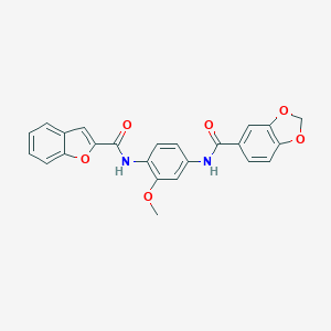 molecular formula C24H18N2O6 B251318 N-{4-[(1-benzofuran-2-ylcarbonyl)amino]-3-methoxyphenyl}-1,3-benzodioxole-5-carboxamide 